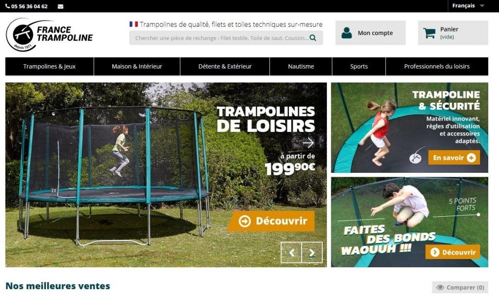 France Trampoline utilise le connecteur Atoo-Sync GesCom 100 Objets Métiers pour se connecter à PrestaShop